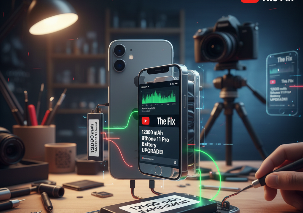 YouTuber pasang baterai iPhone 11 Pro 12000 mAh dengan kapasitas lebih besar dari versi original