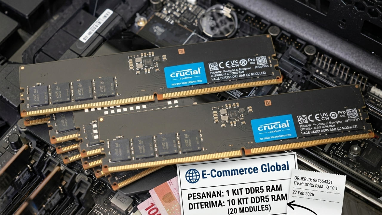 Pesan 1 RAM dapat 10 kit DDR5 karena kesalahan pengiriman gudang