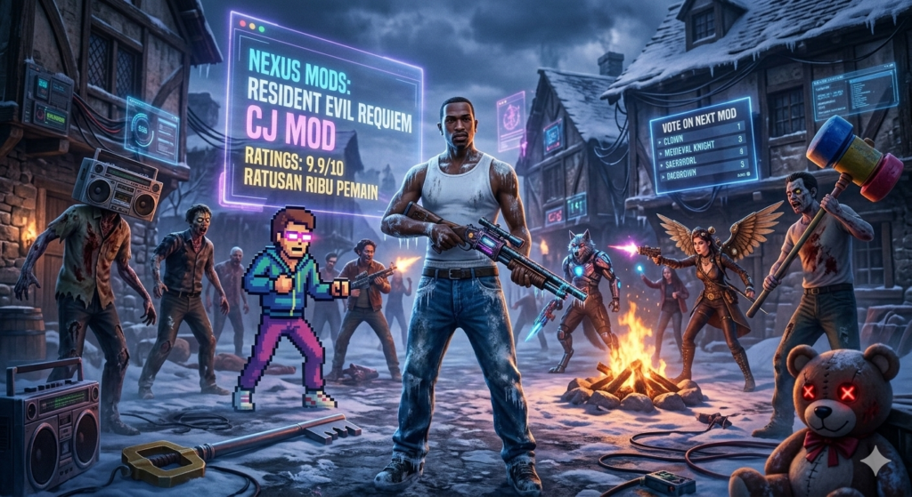 Mod Resident Evil Requiem CJ mengganti karakter Leon S Kennedy dengan CJ