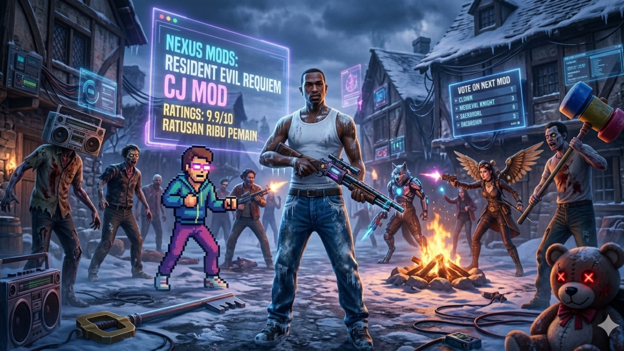 Mod Resident Evil Requiem CJ mengganti karakter Leon S Kennedy dengan CJ