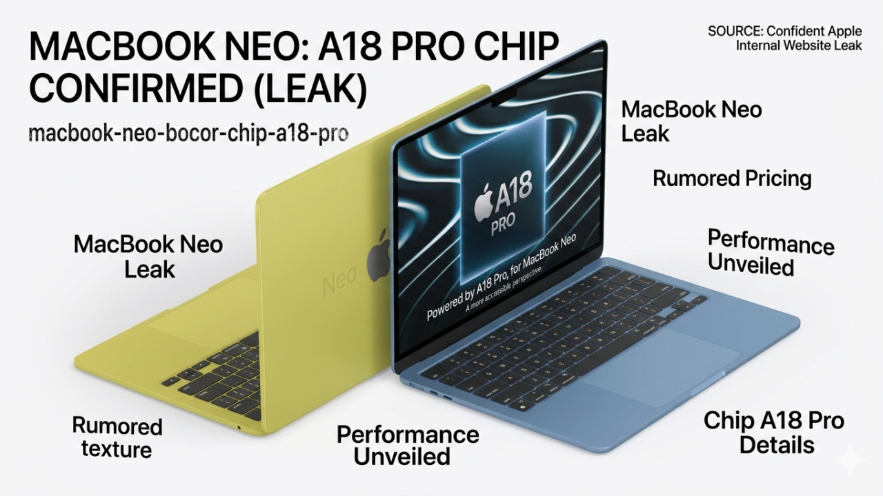 MacBook Neo bocor di situs Apple diduga memakai chip A18 Pro
