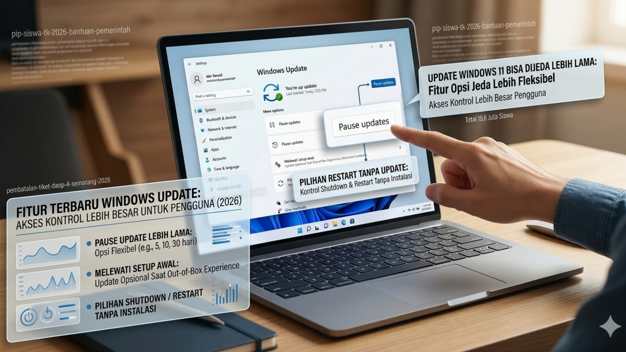 Update Windows 11 bisa dijeda lebih lama melalui pengaturan Windows Update