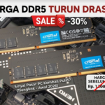 Ilustrasi kepingan RAM DDR5 berperforma tinggi dengan grafik harga yang menunjukkan tren menurun di pasar Tiongkok tahun 2026.