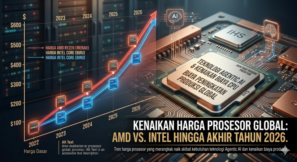 Grafik kenaikan harga prosesor AMD dan Intel tahun 2026