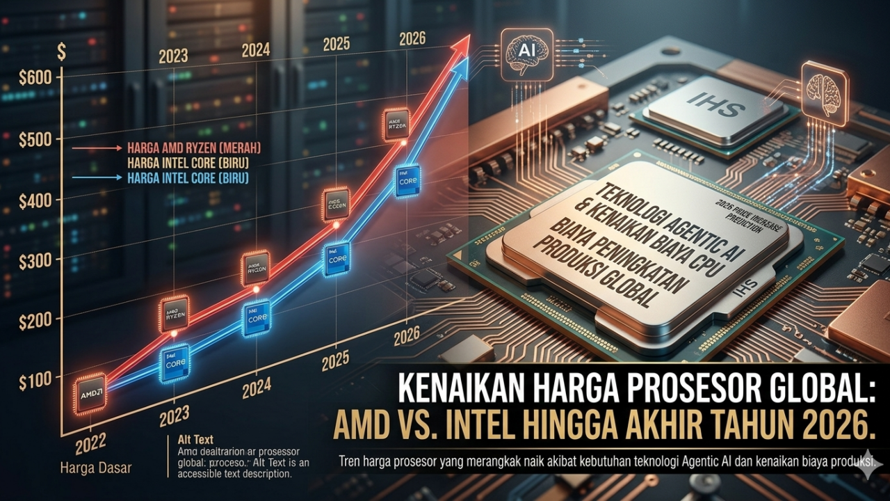 Grafik kenaikan harga prosesor AMD dan Intel tahun 2026