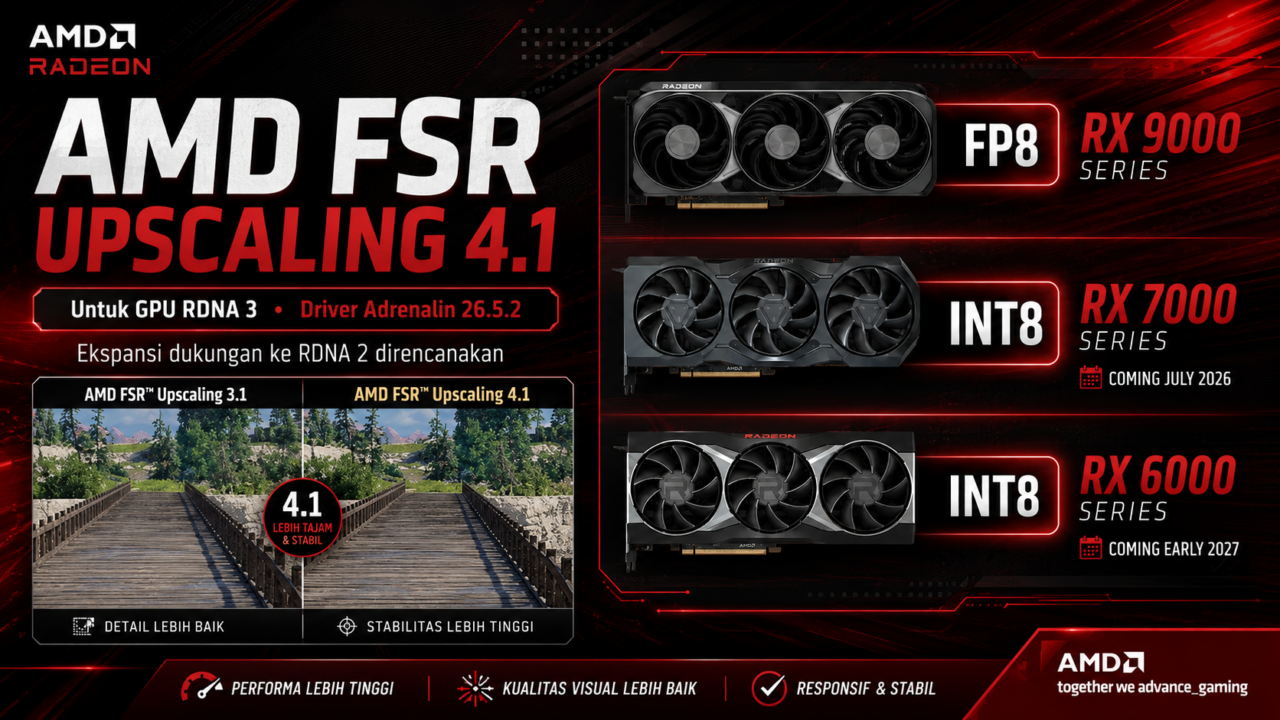 AMD FSR Upscaling 4.1 untuk GPU RDNA 3 dan driver Adrenalin 26.5.2