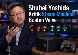 Shuhei Yoshida kritik Steam Machine buatan Valve setelah mencoba performa, controller, dan desain compact perangkat gaming tersebut.