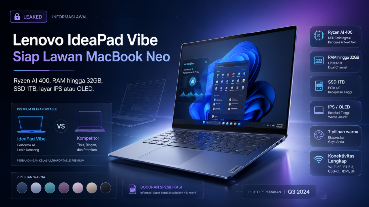 Lenovo IdeaPad Vibe bocor dengan Ryzen AI 400 dan pilihan layar OLED