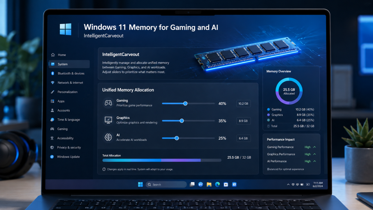 Memori Windows 11 untuk kebutuhan gaming dan AI