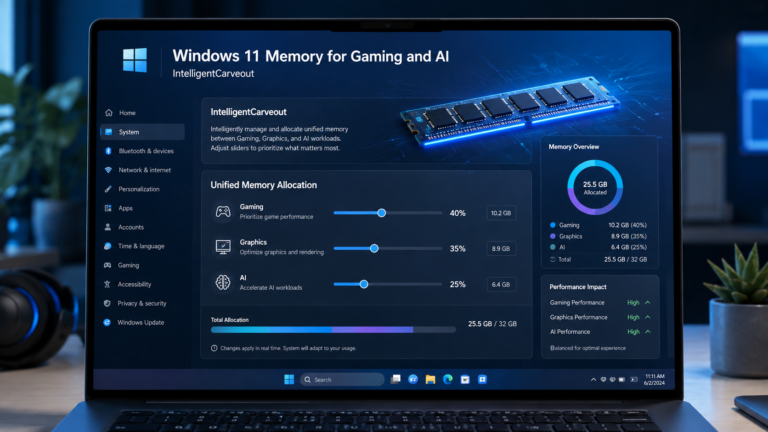 Memori Windows 11 untuk kebutuhan gaming dan AI