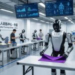 Pusat sekolah robot di China melatih humanoid melipat pakaian