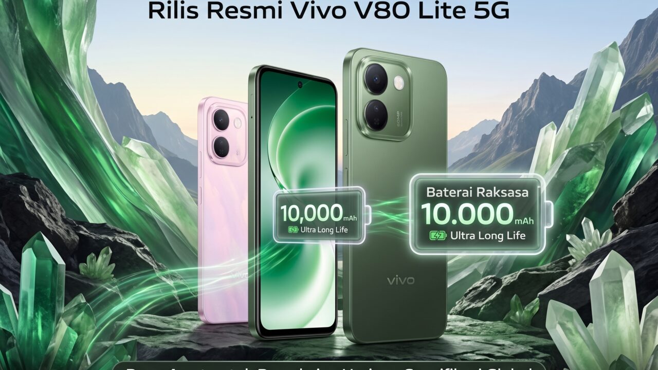 Tampilan desain bodi HP Vivo V80 Lite 5G yang rilis dengan baterai 10.000 mAh